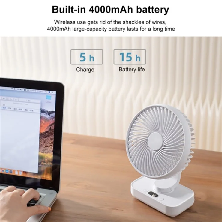 D606Y Digital Display Table Fan Automatic Shaking Head 4 Speeds Adjustable Desk Fan - Black