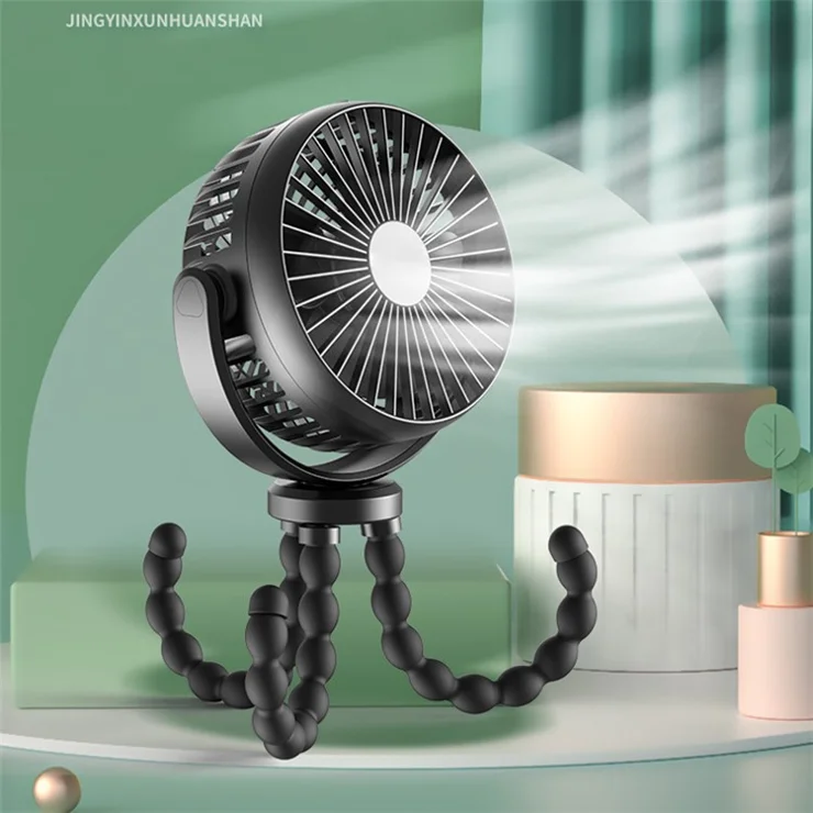 F1 Desktop Flexible Tripod Clip-On Small Fan Portable Mini Fan Outdoor Mute Stroller Handheld Fan - Blue
