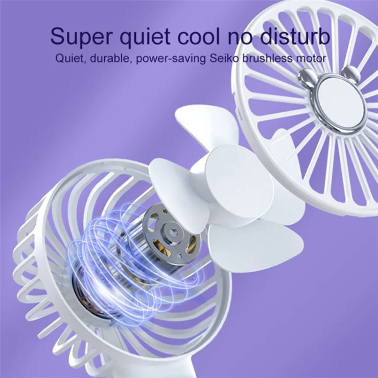 2-in-1 Portable Handheld Cooling Fan USB Rechargeable Fan 10000mAh Phone Charger Power Bank - Purple