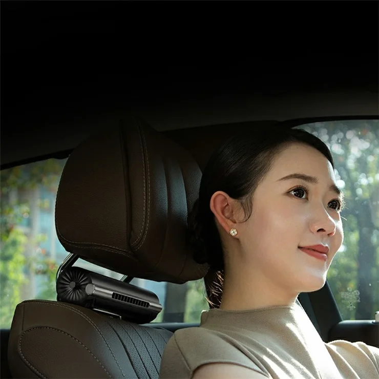 F80 Car Seat Back Mini Fan Desktop Portable Cooling Fan - Grey