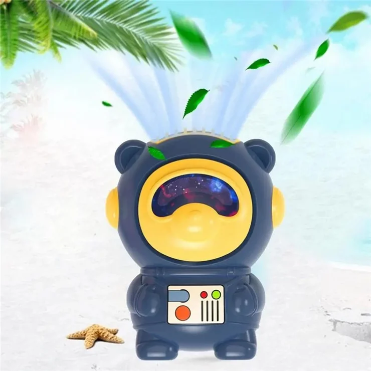 339-2 Cartoon Bear Cooling Fan Student Mini Rechargeable Summer Fan with Neck Rope - Pink Space Bear