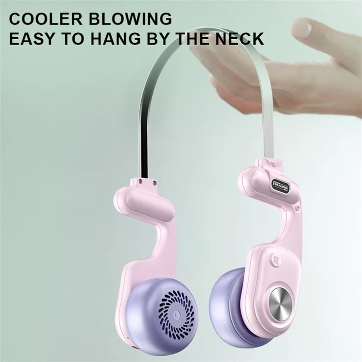 MF086 5 Speeds Adjustable Silent Summer Cooling Metal Neckband Hanging Fan - White+Grey
