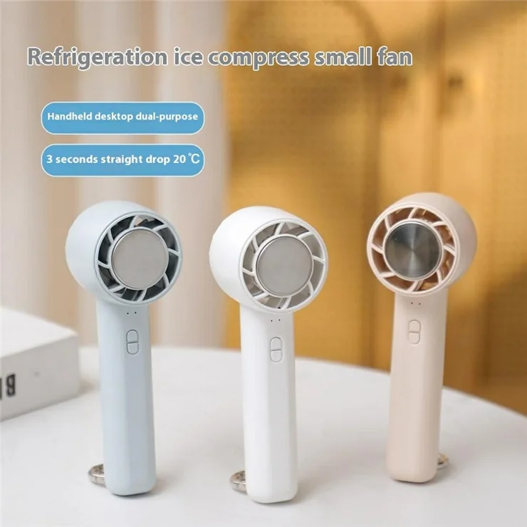 L05 3 Speeds Mini Handheld Fan Portable USB Rechargeable Cold Compress Desktop Fan for Outdoor - Pink