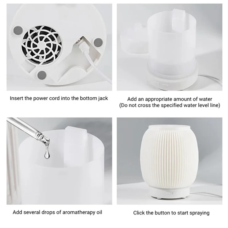 A07 Lantern Shape 200ml Ultrasonic Aroma Diffuser Household Silent Air Humidifier Two-Mode Fog Maker Mist Sprayer with Warm Light, Remote Control
