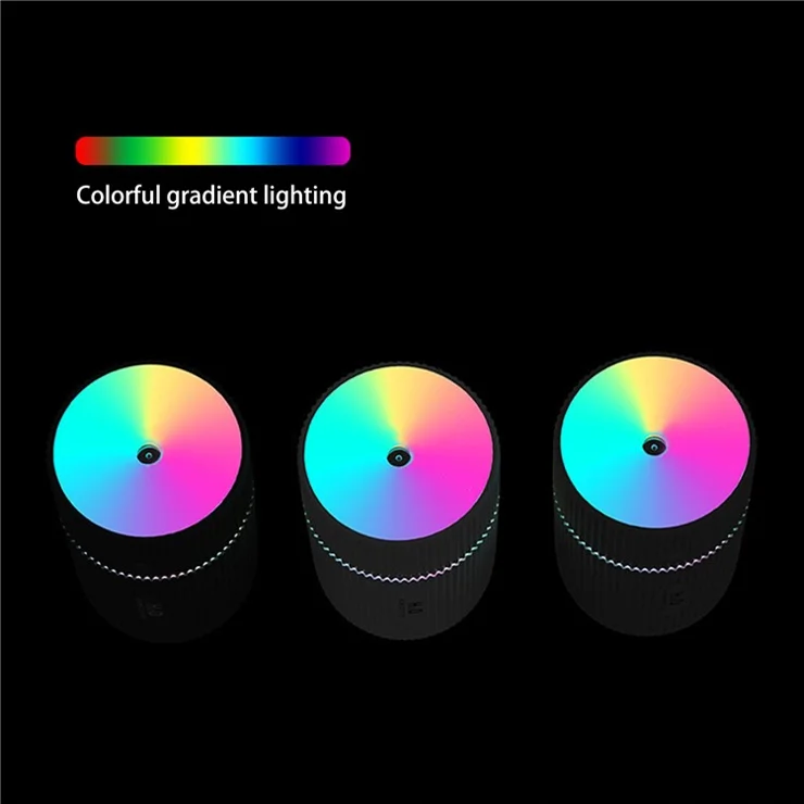 220ml Mini Humidifier Portable Air Purifier Car Office Atomizer Household Aroma Diffuser with Colorful Light - Black / EU Plug