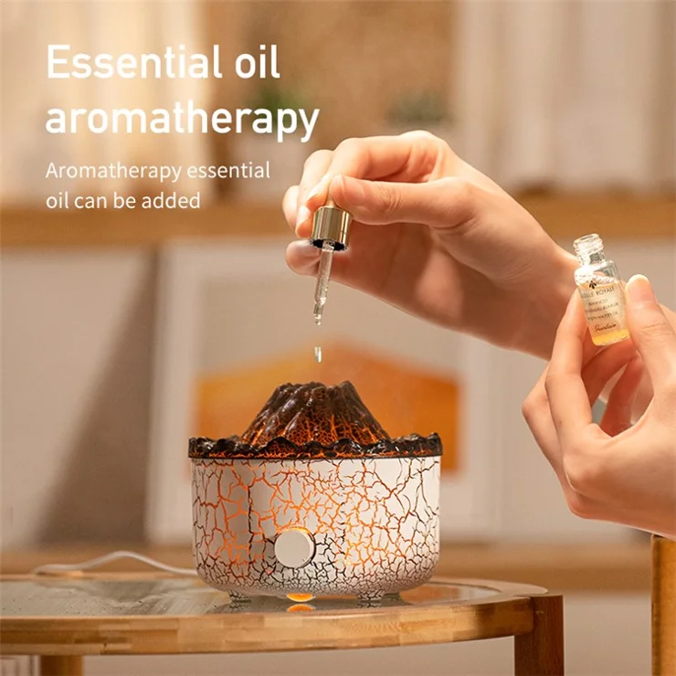 V21B Pro Lava Volcano Shape Aromatherapy Diffuser Humidifier Two Colors Fog Make Mist Sprayer with Remote Control - EU Plug