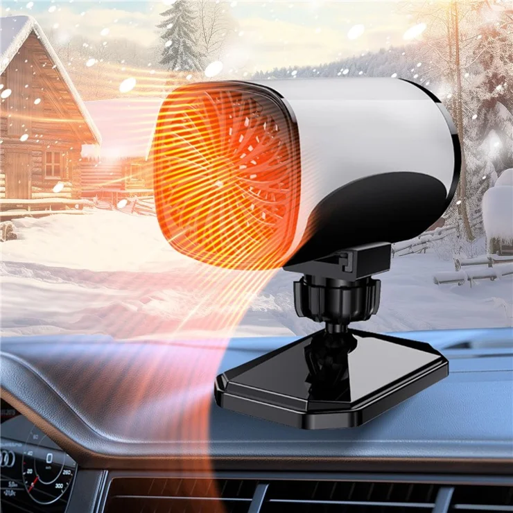 Car Heater 150W Fast Heater Fan Windshield Defroster Demister 2 in 1 Heating Cooling Fan for SUV Trucks - Black / 12V