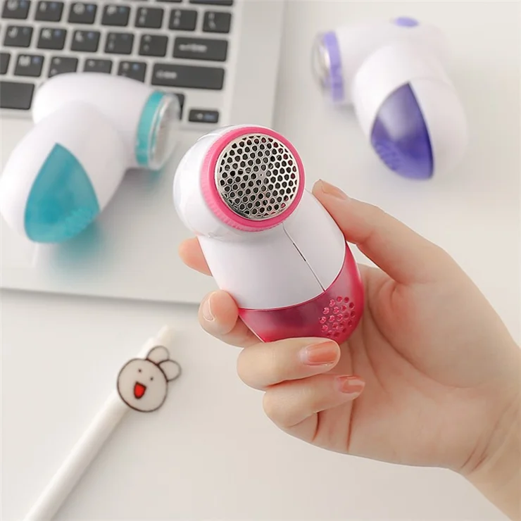Portable Sweater Clothes Carpets Lint Pill Fluff Remover Hair Ball Mini Trimmer Fabric Fuzz Shaver Machine Electric Lint Remover (No Battery) - Purple