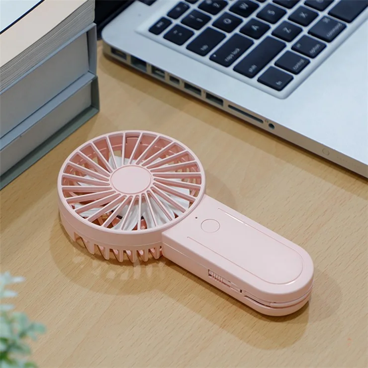 Y7 Mini USB Rechargeable Hand-held Desktop Fan Summer 3-Speed Cooling Fan with Telescopic Hook - Pink