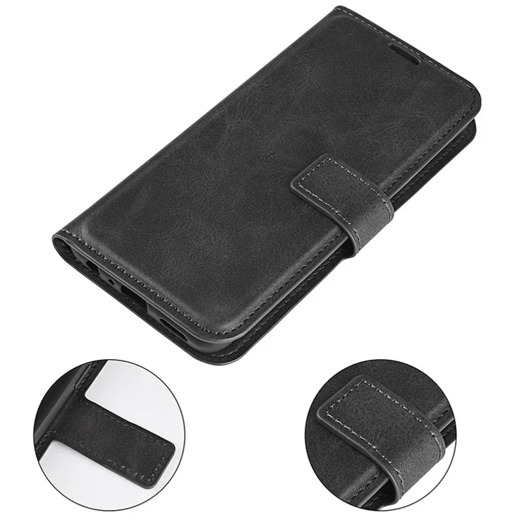 For Honor 70 5G PU Leather Stand Wallet Feature Magnetic Case Square Wear-resistant TPU Flip Book Cover - Black