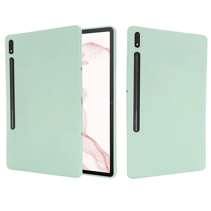 For Samsung Galaxy Tab S8+ / Tab S7+ Liquid Silicone Tablet Case Soft Microfiber Lining Anti-Scratch Cover - Green