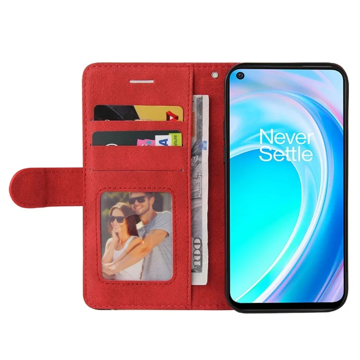 For OnePlus Nord CE 2 Lite 5G Leather Case Wallet Stand Color Splicing Phone Cover - Red