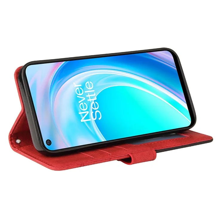 For OnePlus Nord CE 2 Lite 5G Leather Case Wallet Stand Color Splicing Phone Cover - Red