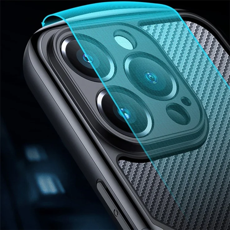 XUNDD for iPhone 13 Pro Max 6.7 inch Anti-drop Matte Phone Case with Camera Protection Carbon Fiber Texture Acrylic + TPU Strengthen Four Corners Back Cover - Green