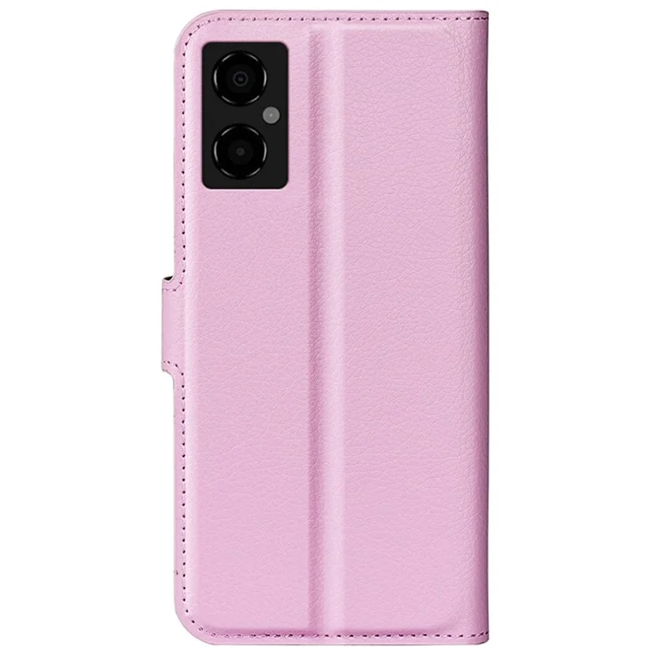 Wallet Cell Phone Case for Xiaomi Poco M4 5G, Anti-wear PU Leather Litchi Texture Stand Case Full Protection Cover - Pink