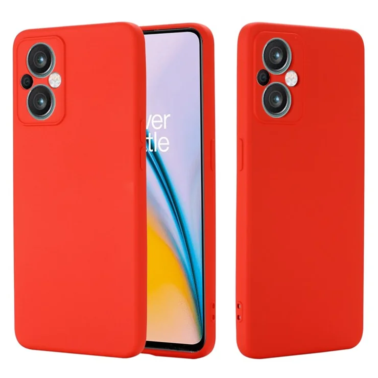 For Oppo Reno7 Z 5G / Reno7 Lite 5G / F21 Pro 5G / Reno8 Lite 5G Liquid Silicone Case Precise Cutouts Camera Protection Cover with Strap - Red