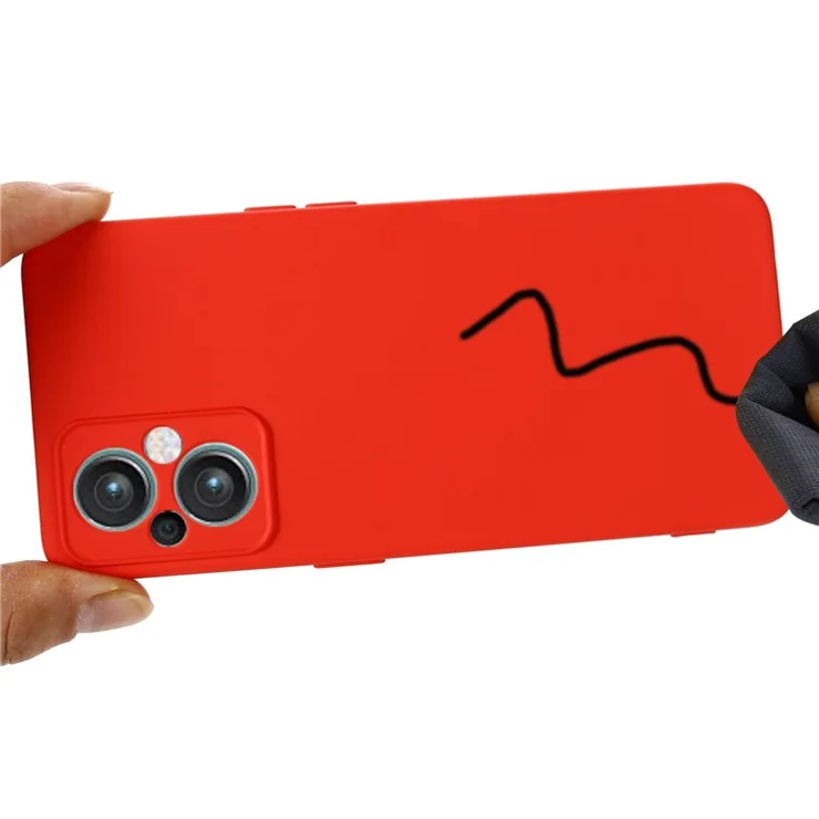 For Oppo Reno7 Z 5G / Reno7 Lite 5G / F21 Pro 5G / Reno8 Lite 5G Liquid Silicone Case Precise Cutouts Camera Protection Cover with Strap - Red