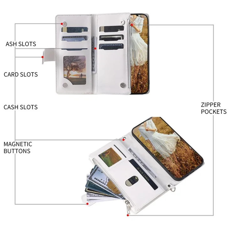 005 Smartphone Cover for Samsung Galaxy S20 FE 2022 / S20 Lite / S20 FE 5G / 4G, Handy Strap Rhombus Grid Textured PU Leather Zipper Pocket Stand Wallet Case - White