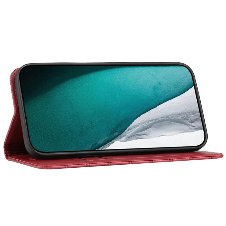 For Xiaomi Redmi 10C Rhombus Pattern Phone Flip Leather Wallet Case Litchi Texture Wear-resistant Cover with Stand - Red
