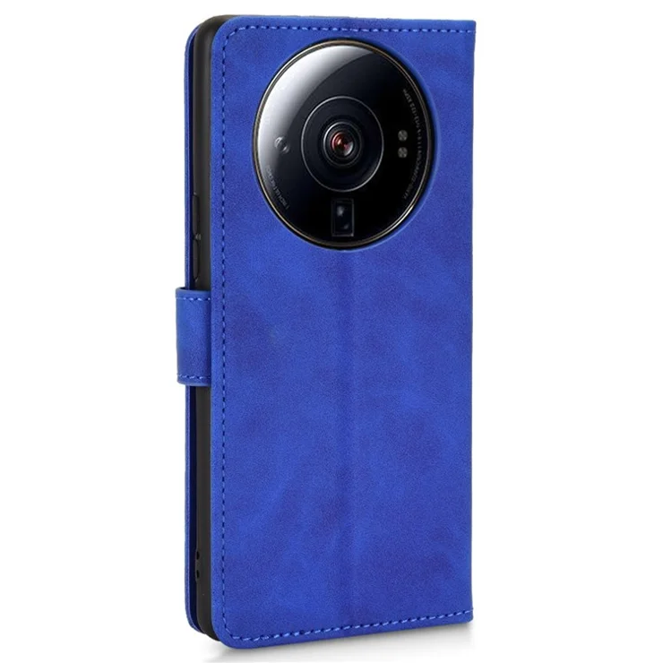 For Xiaomi 12S Ultra 5G Folio Flip Stand Wallet PU Leather Case Skin-Touch Feeling Protective Cover - Blue