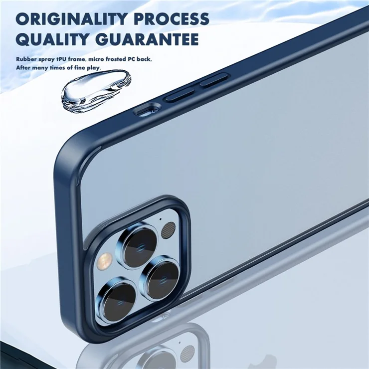 IPAKY for iPhone 14 Pro Max 6.7 inch Matte Anti-fingerprint Phone Protection Cover PC + TPU Back Case Support Wireless Charging - Translucent