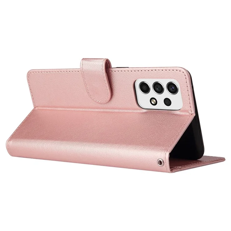 For Samsung Galaxy A53 5G Shockproof PU Leather Foldable Stand Case Folio Flip Phone Wallet Cover - Rose Gold