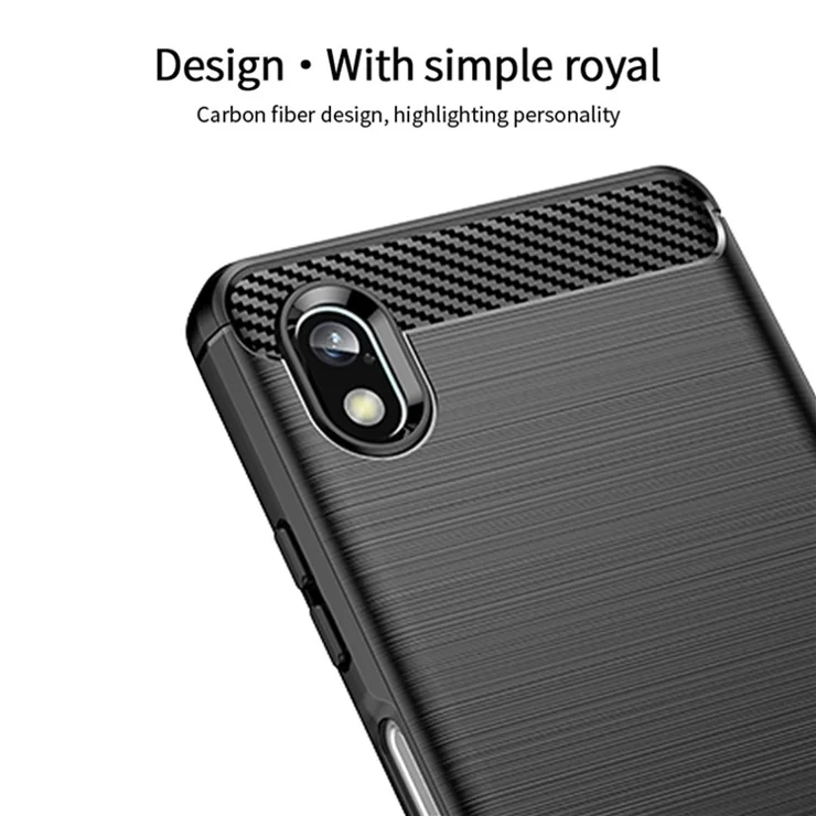MOFI JK TPU Series-1 for Sony Xperia Ace III Brushed Surface Carbon Fiber Phone Cover Anti-scratch Soft TPU Case - Blue