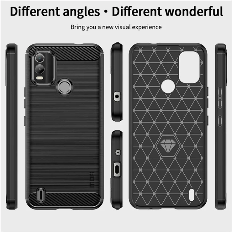 MOFI JK TPU Series-1 for Nokia C21 Plus 4G Brushed Surface Soft TPU Drop-proof Case Carbon Fiber Phone Case - Blue