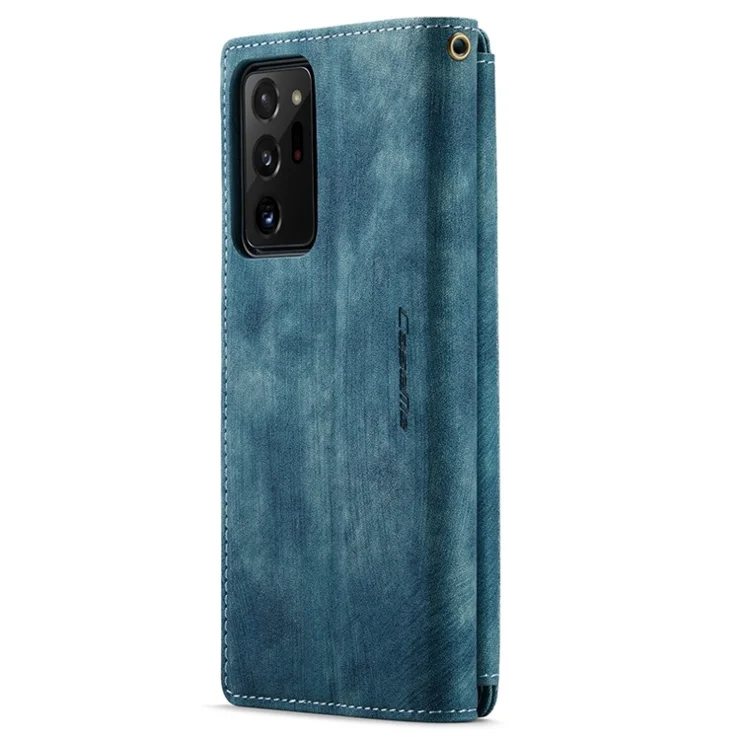 For Samsung Galaxy Note20 Ultra 4G / 5G Phone Cases with Strap CASEME C30 Zipper Multiple Card Holder PU Leather Cover - Blue