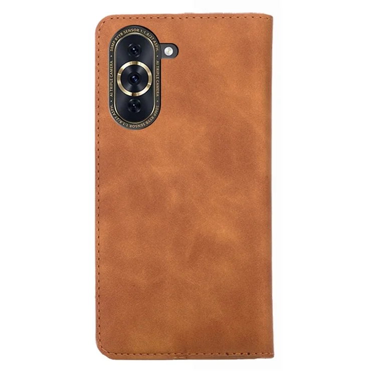 For Huawei nova 10 Pro 4G Skin-touch Feeling Flip Leather Case Stand Full Protection Magnetic Mobile Phone Cover - Light Brown