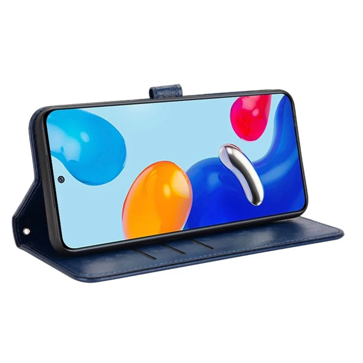 For Xiaomi Redmi Note 11 4G (Qualcomm) / Note 11S 4G Dot Pattern Imprinted PU Leather + TPU Stand Wallet Phone Cover Folio Flip Case - Blue