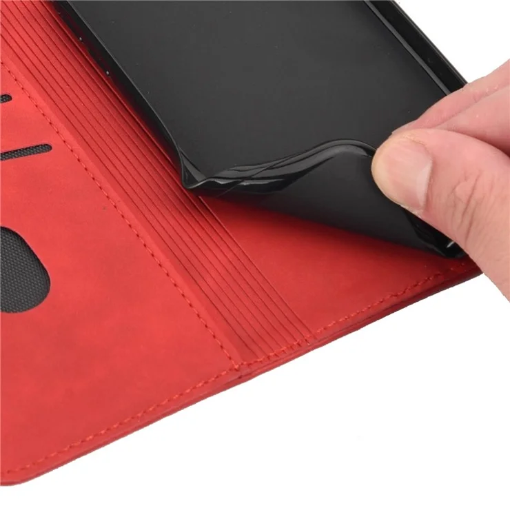 For Nothing phone (1) 5G Color Splicing Flip Cover Skin-touch PU Leather Magnetic Absorption Stand Wallet Phone Case - Red