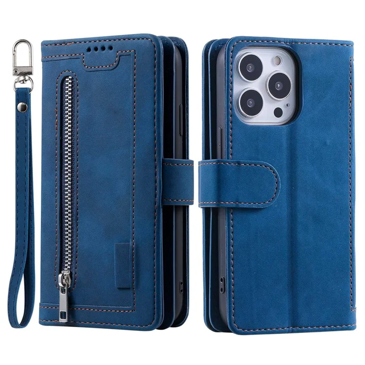 Nalacover Wallet Case For IPhone 14 Pro, Exquisite Leaf Pattern Card Slots Holder Wrist Hand Strap Premium Pu Leather Flip Cover Kickstand Magnetic Clasp - View #5
