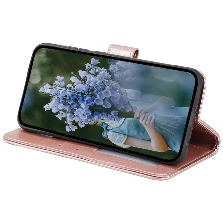 For Samsung Galaxy Xcover6 Pro 5G Mandala Flower Pattern Imprinted Full Protection Wallet Case PU Leather Phone Stand Cover - Rose Gold