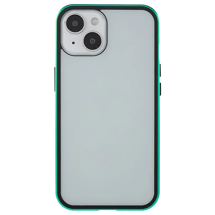 For iPhone 14 6.1 inch Full Body Protection Anti-fall Metal Bumper + Double-sided Tempered Glass Magnetic Shell Phone Cover - Green