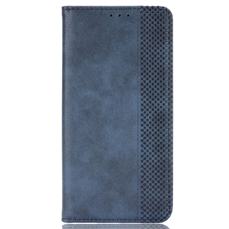 For TCL 30 XL Vintage PU Leather Wear-resistant Phone Case Anti-shock Wallet Stand Flip Protector - Blue