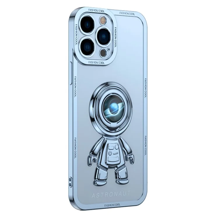 YOOBAO Shockproof TPU Phone Case For iPhone 13 Pro Max 6.7 inch, Planet Spaceman Phone Cover Kickstand with Car Mount Metal Sheet - Planet Blue