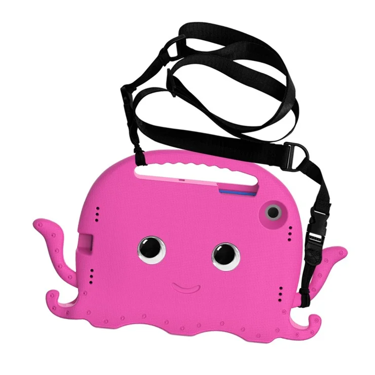 For Samsung Galaxy Tab A8 10.5 (2021) / (2022) EVA Protective Case Cartoon Octopus Anti-Drop Anti-Wear Cover Tablet Case with Shoulder Strap - Rose