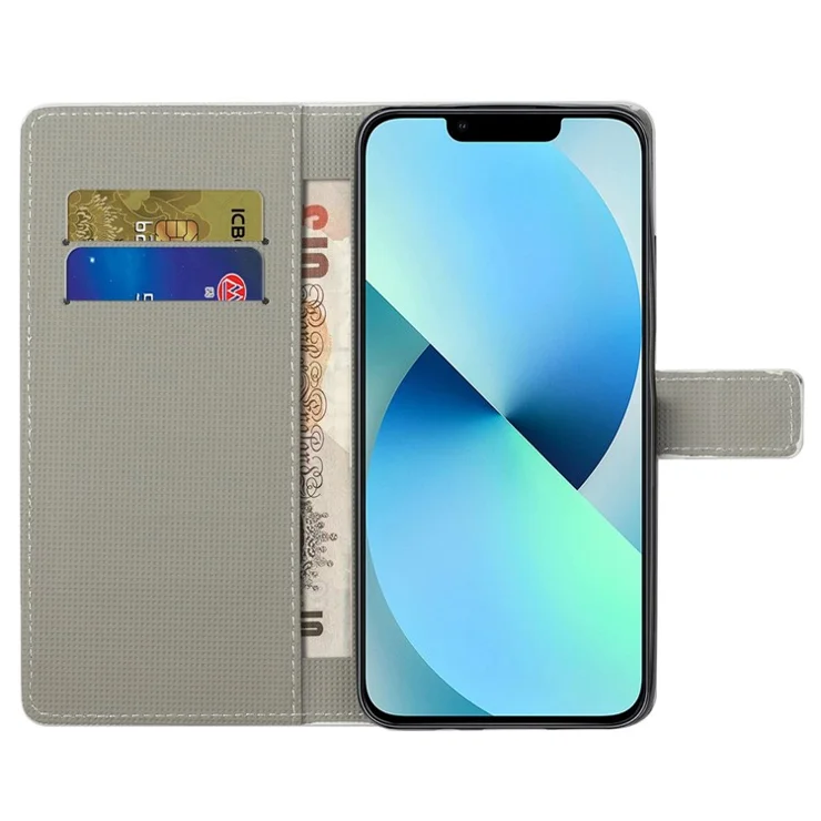 For iPhone 14 Pro Max 6.7 inch Pattern Printing Wallet Case PU Leather Stand Magnetic Closure Folio Flip Cover - Plum Blossom