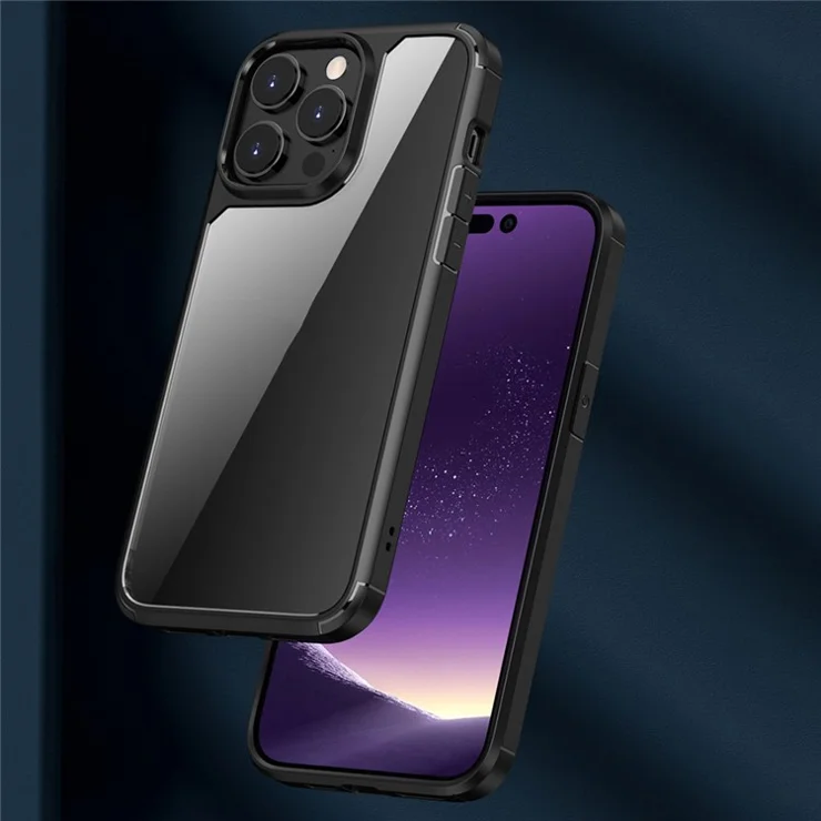 For iPhone 14 Plus Wear-resistant Light Slim Cell Phone Case PC+TPU Hybrid Back Cover - Red