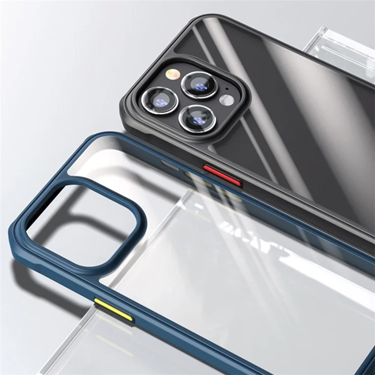 Full Protection Phone Case for iPhone 14 Plus TPU+Acrylic Anti-Fall Slim Cover Shockproof Phone Shell - Black