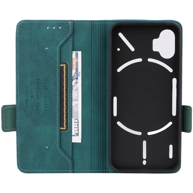 For Nothing phone (1) 5G Hardware Decor Cell Phone Case PU Leather Wallet Stand Fully Wrapped Shell - Blue