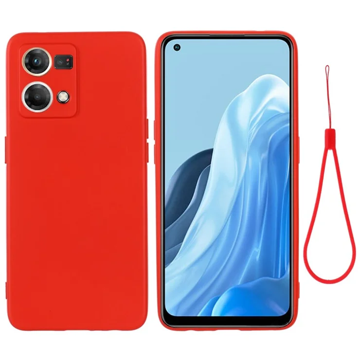 Liquid Silicone Phone Case for Oppo Reno7 4G / F21 Pro 4G, Thickening Design Soft Microfiber Lining Cushion Anti-Scratch Protective Cover - Red