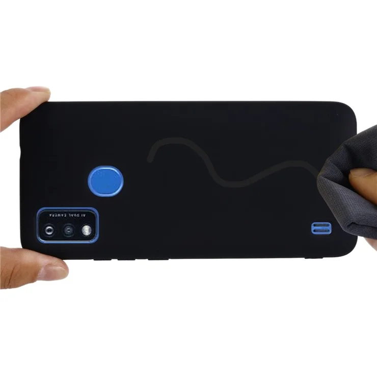 Liquid Silicone Phone Case for ZTE Blade A51, Thickening Design Soft Microfiber Lining Cushion Cellphone Guard Protective Cover - Black