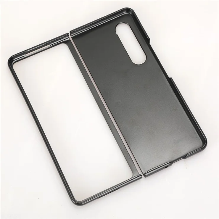 For Samsung Galaxy Z Fold3 5G Leather Coated PC Phone Case Scratch-resistant Protective Shell - Orange