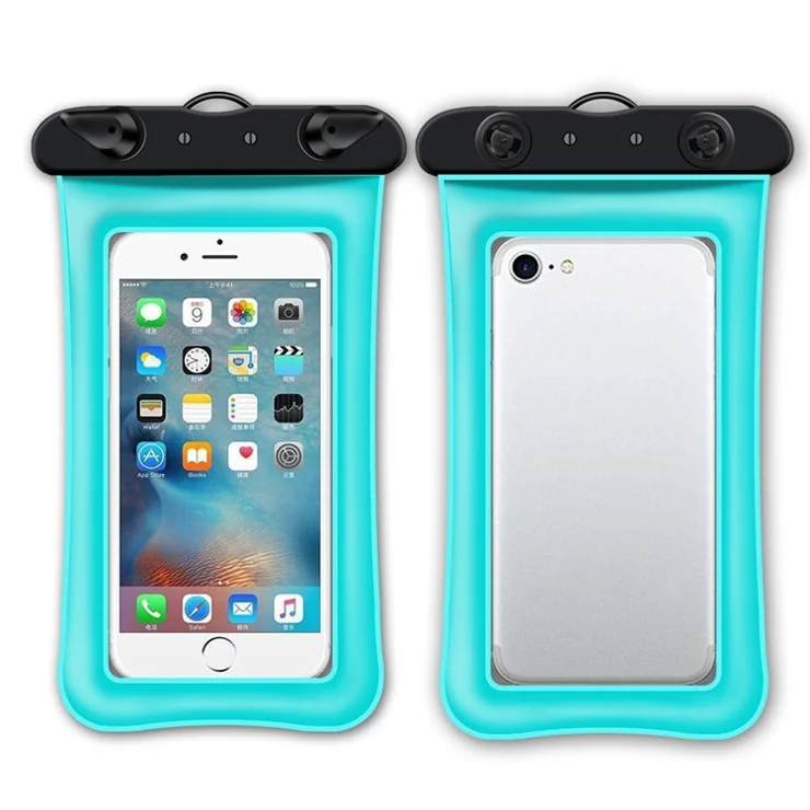 Floating Airbag Waterproof Bag for Under 7.2-inches Cell Phone Beach Pool Phone Dry Bag with Lanyard - Lake Blue
