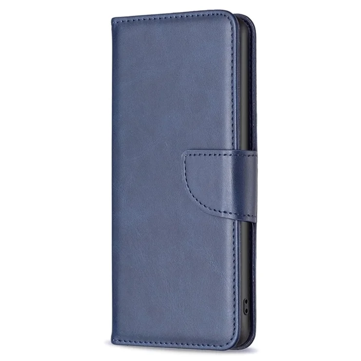 For Motorola Moto G32 4G Case Smooth Leather Wallet Stand Mobile Phone Cover with Strap - Blue