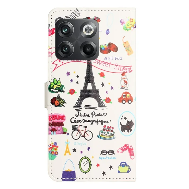 For OnePlus 10T 5G / Ace Pro 5G Pattern Printing Magnetic PU Leather Case Stand Wallet Function Anti-wear Shell - Iron Tower