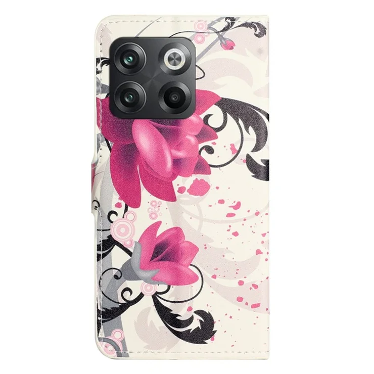 For OnePlus 10T 5G / Ace Pro 5G Pattern Printing Magnetic PU Leather Case Stand Wallet Function Anti-wear Shell - Lotus
