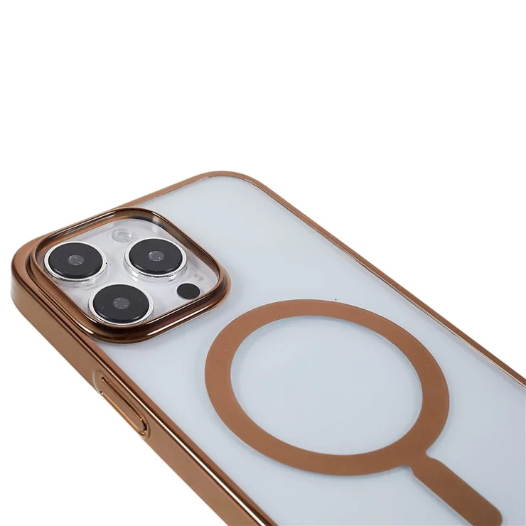 MUTURAL Clear Magnetic Series for iPhone 14 Pro Max 6.7 inch Hard PC Back Cover Built-in Magnets Compatible with MagSafe - Gold